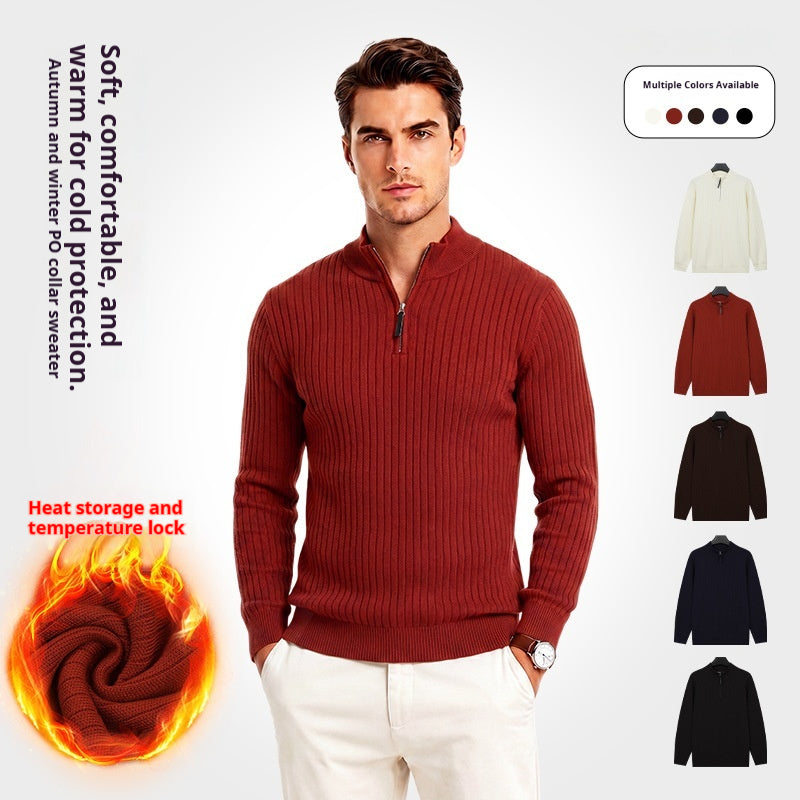 Sweater semi-zip pour hommes avec un léger luxe se sentir doux et chaud pour l'automne Et l'hiver