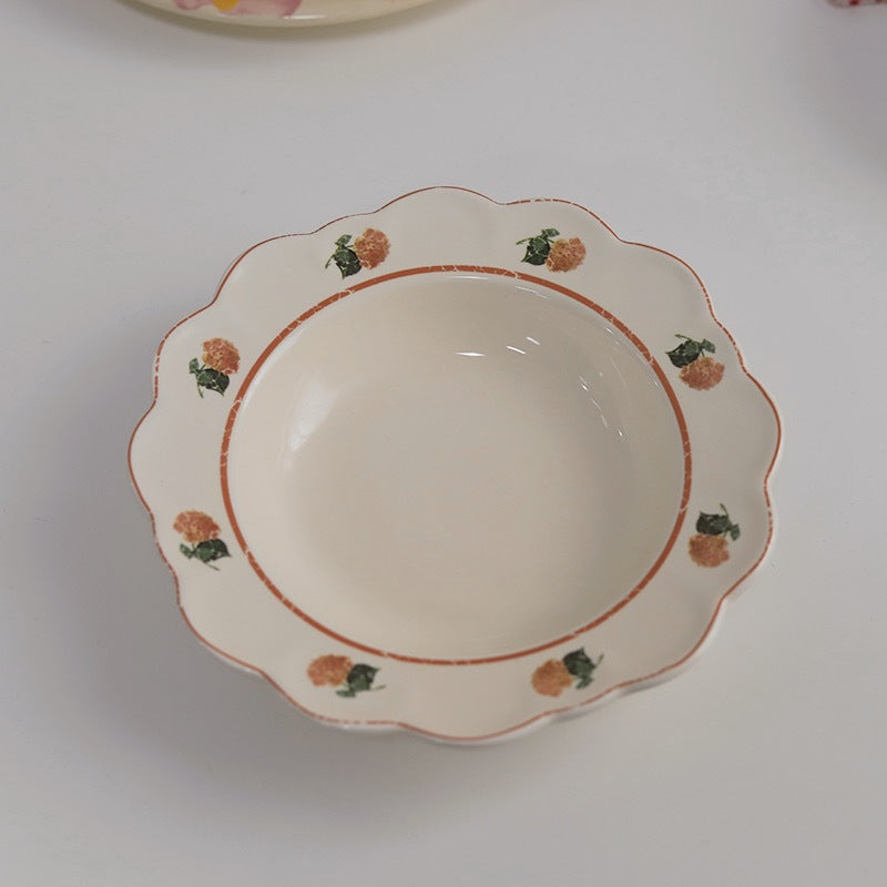 Retro American Pastoral Style Rose Edge Assiette en céramique