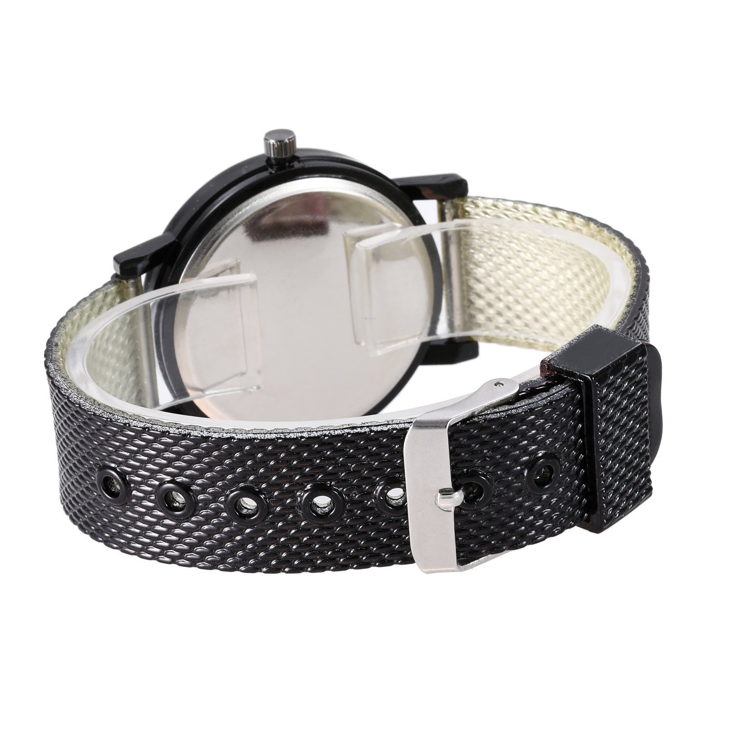 Mesh Ceinture en acier tissé Montre Quartz