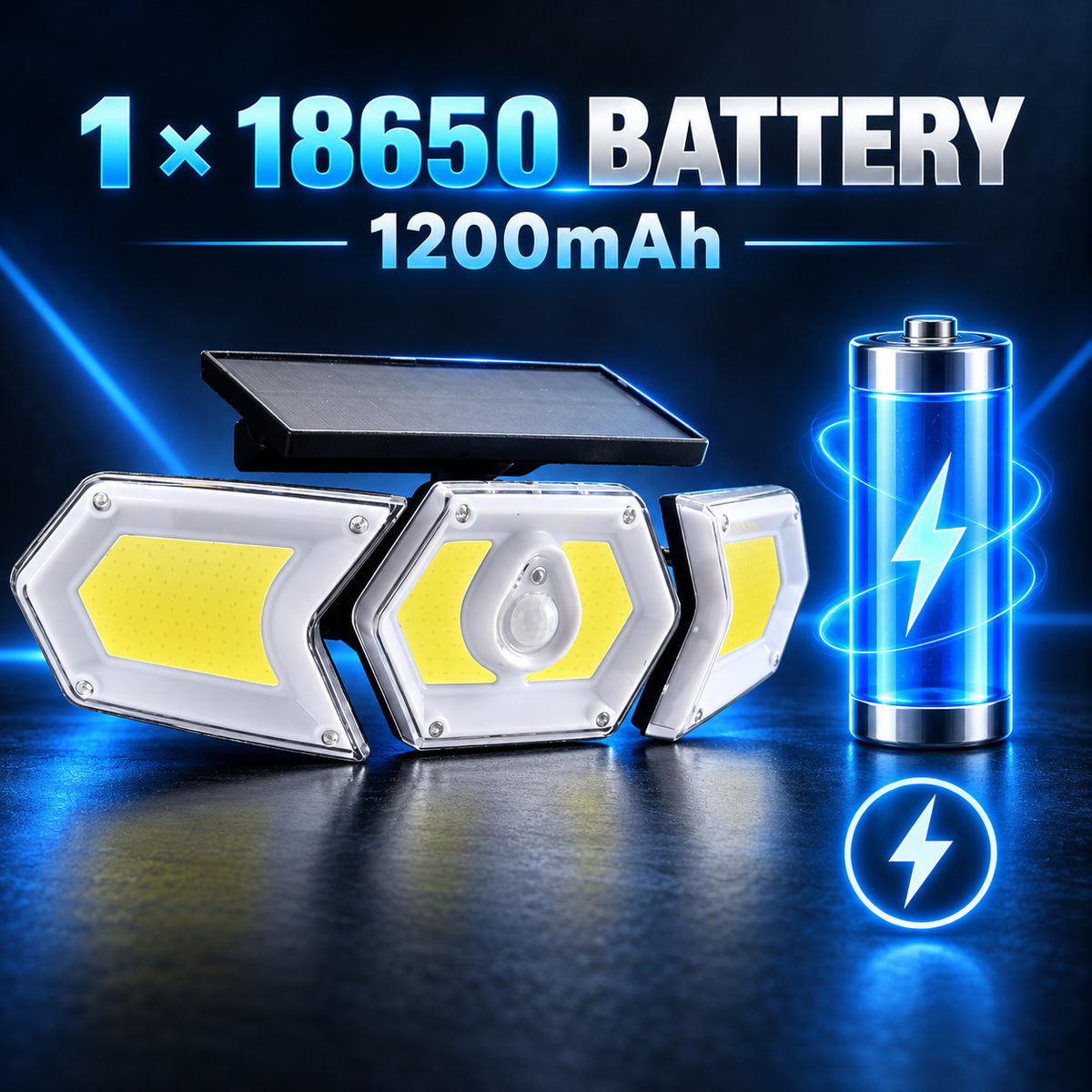 Capteur de mouvement rechargeable solaire COB LED lampe de travail 1200mAh pour auto W774B Batterie