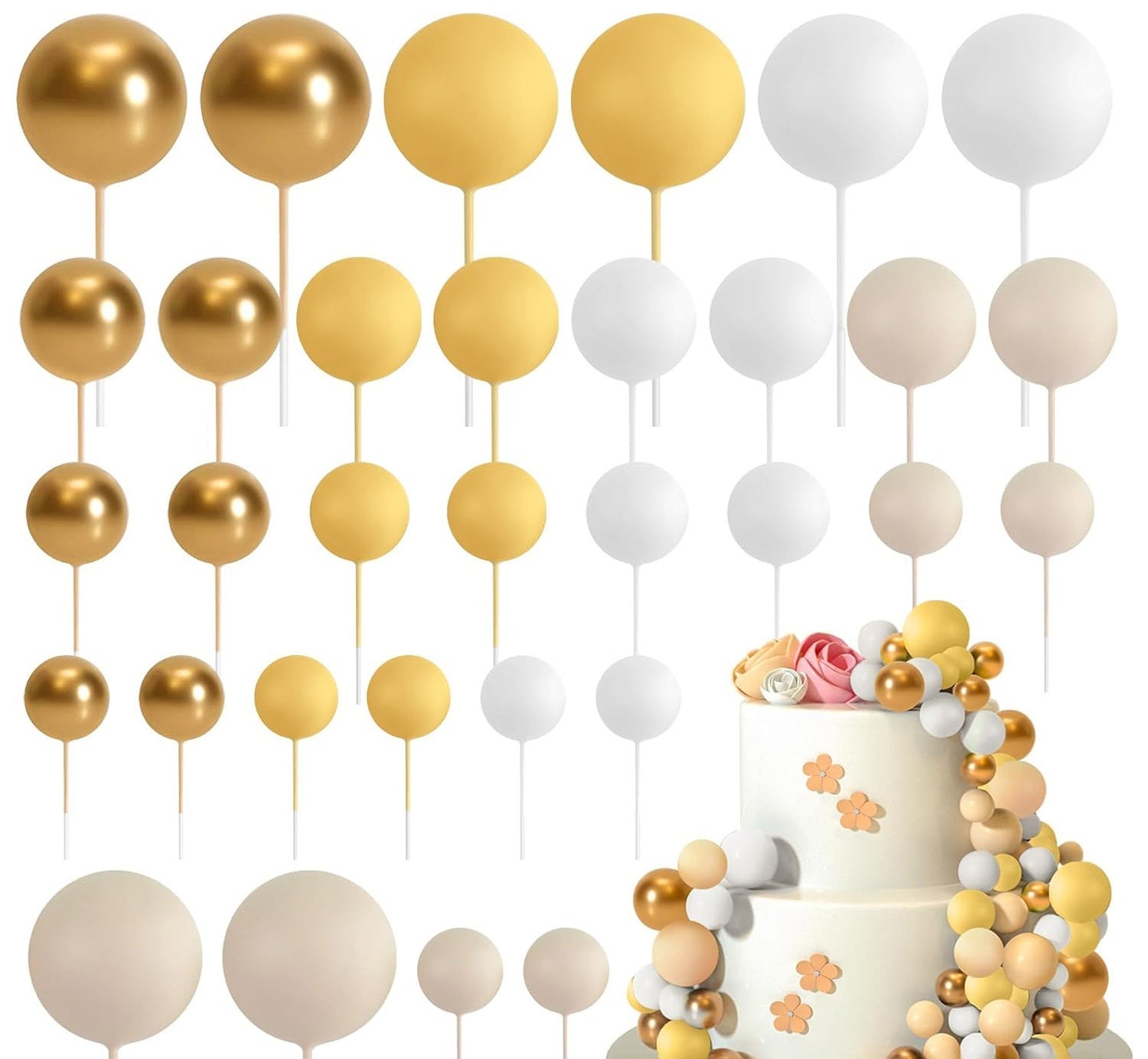 32 Pcset Colorful Mousse Ball Anniversaire Cake Décoration Multi-style Plug-in