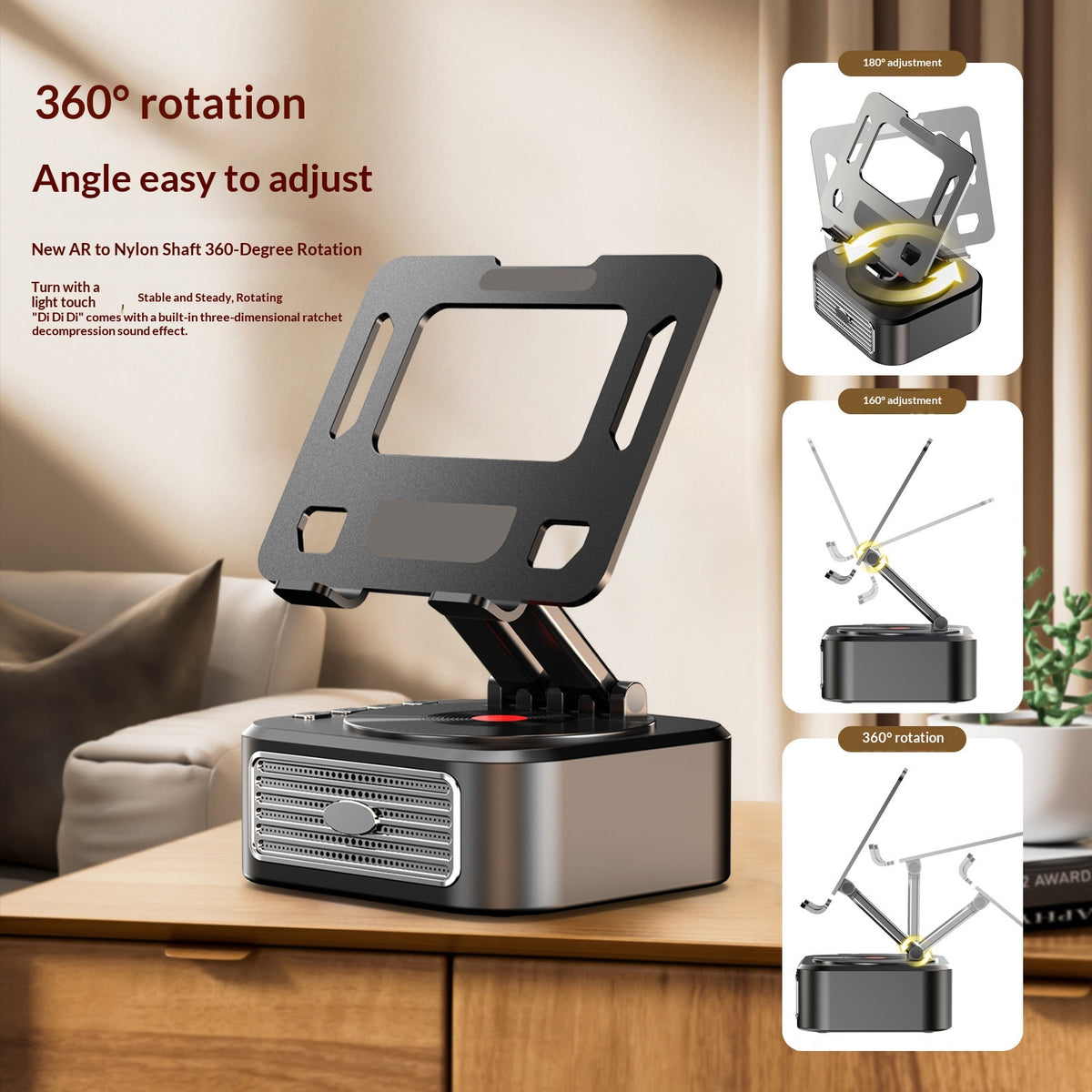 Haut-parleur Bluetooth rotatif pliant Tablette de bureau multifonctionnelle