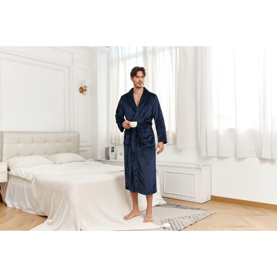 RONGTAI Hommes peluche longue robe doux et chaud complet peignoir