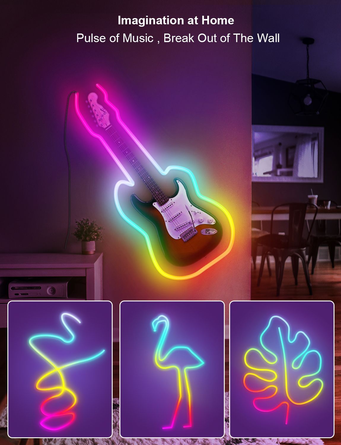 3 M Neon lumières avec bandes de musique