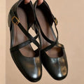 Été Femmes Retro Cross Strap Shallow Vamp Cutout Mary Janes
