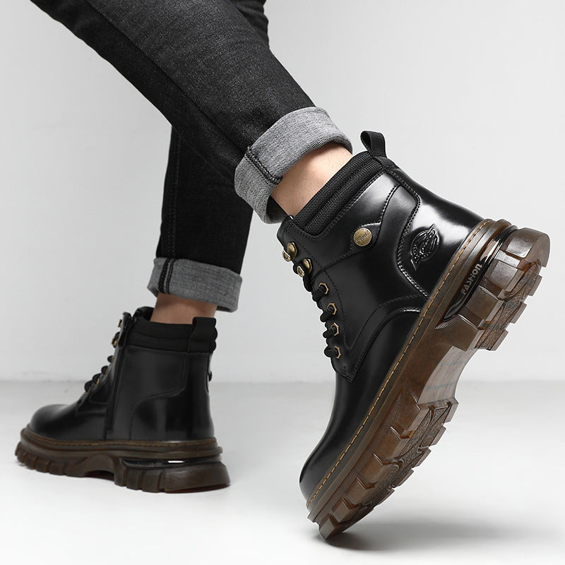 Bottes de plate-forme de style britannique en coton chaud doublé de polaire