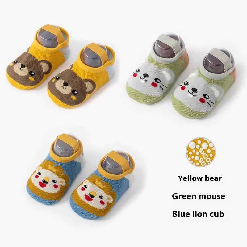 Chaussettes de coton antidérapantes imprimées mignons pour nourrissons et jeunes enfants