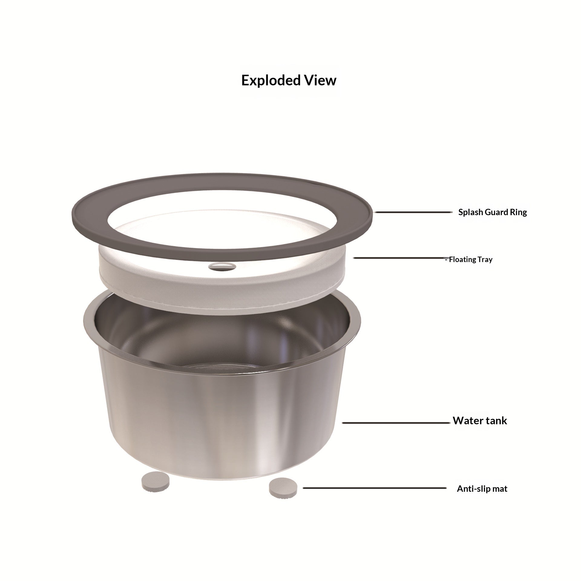 Bateau d'eau en acier inoxydable 2L sans mess