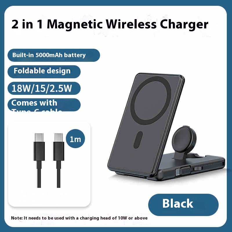 Compact and Portable Ultra-Thin Wireless Watch Two-in-One Magnetic Power Bank