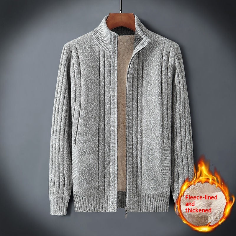 Pull en tricot de mode homme avec doublure en polaire