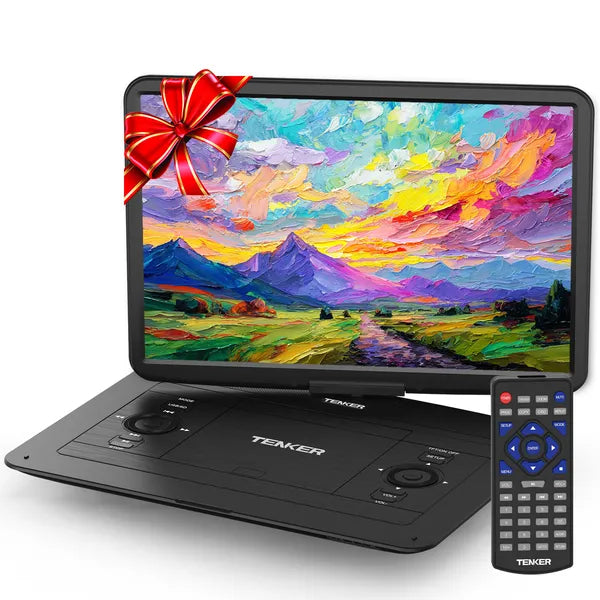 Lecteur DVD portable 17.9" écran pivotant HD 15.6" 6 heures 5000mAh batterie rechargeable Remo