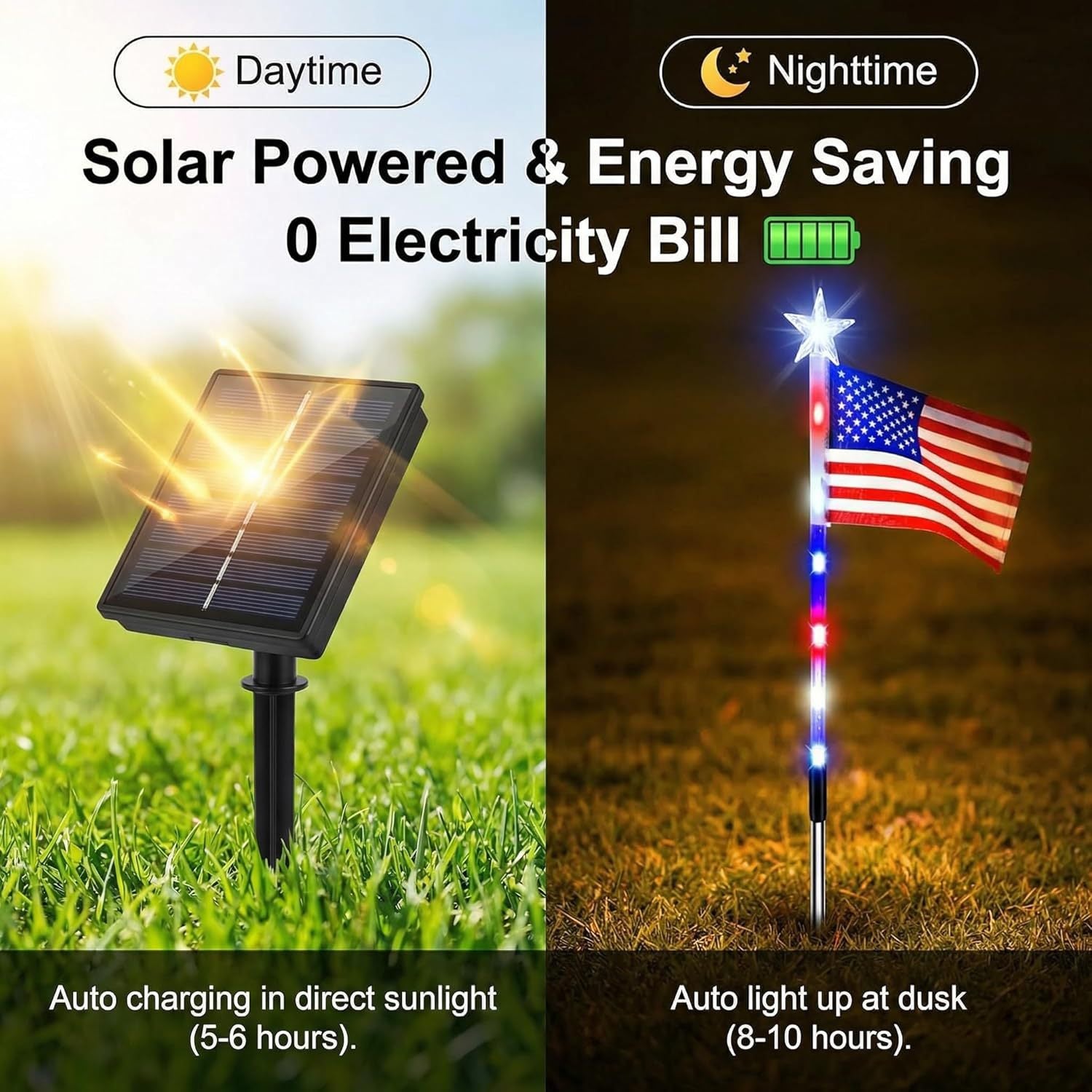 Drapeau national à LED à énergie solaire pour les cours extérieures Et des villas