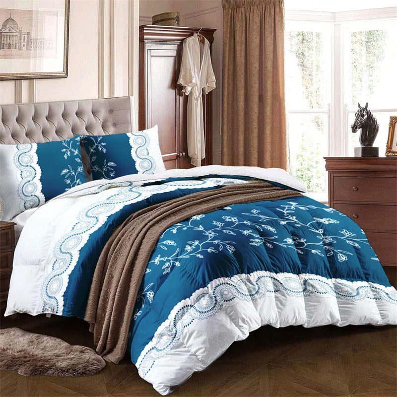 Set de courtepointe à 3 pièces de fleur de sarcelle avec 2 shams d'oreiller assortis