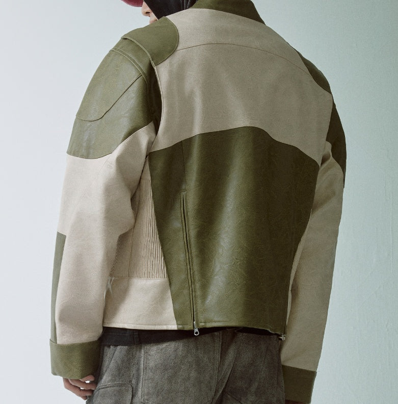 Veste en cuir Biker détendue, détendue
