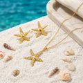 Été Ocean Starfish Bijoux Set chaîne de câble couleur or Collier correspondant Starfish Stud Ea