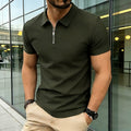 T-shirt à manches courtes à col zippé pour homme