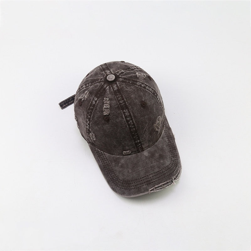 Femmes Street-style Détresse lavé Ripped Soft-crown Cap