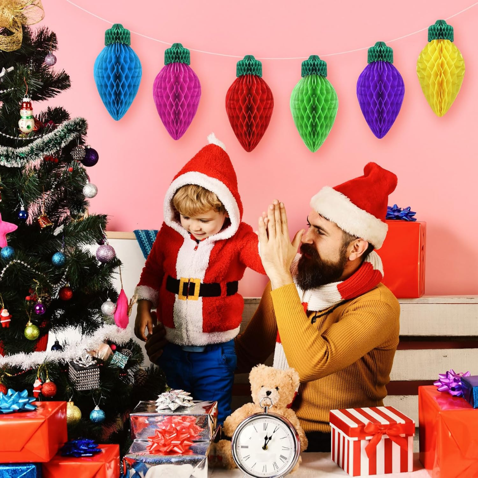 12 Pcs 12 Dans Jumbo Noël Honeycomb Décorations de soirée suspendu