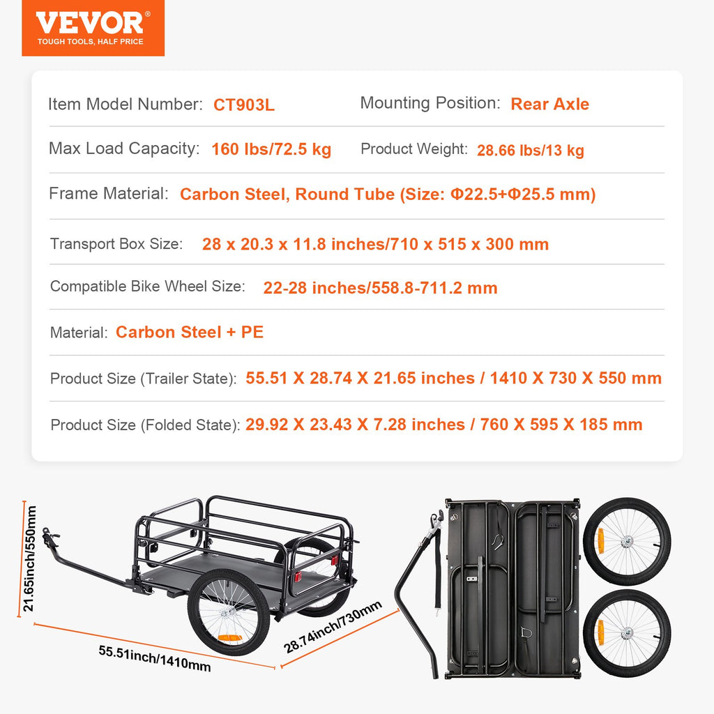 Remorque de fret vélo VEVOR