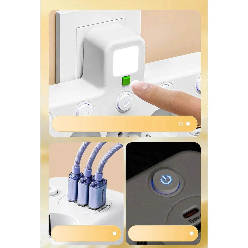 Adaptateur de prise de courant multi-plug 4-Way EU avec USB