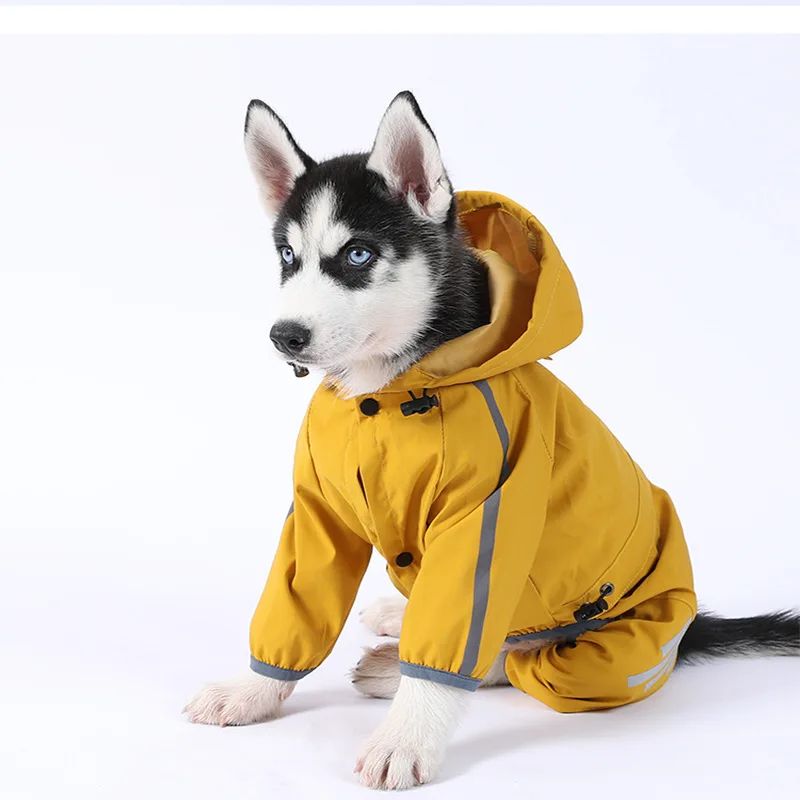 Imperméable imperméable à quatre pattes pour chiens Petit chien Vêtements de sortie Tractable Waterpr