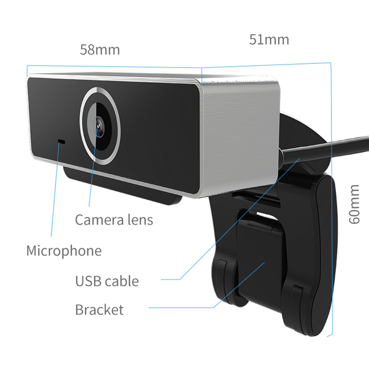 1Pc FHD 1080P Webcam PC USB PC Webcam Auto Focus with Microphone 60-Degree Widescreen