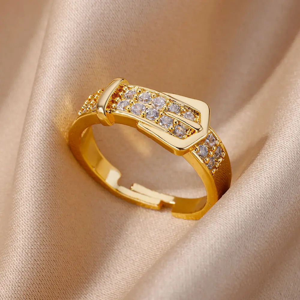 Hot-Selling 18K Gold-Plate entièrement diamante Luxury Non-Fading Anneau ouvert pour les femmes