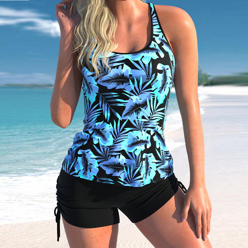 Imprimé Plus-taille Tankini Deux pièces Boxer-brief Maillot de bain