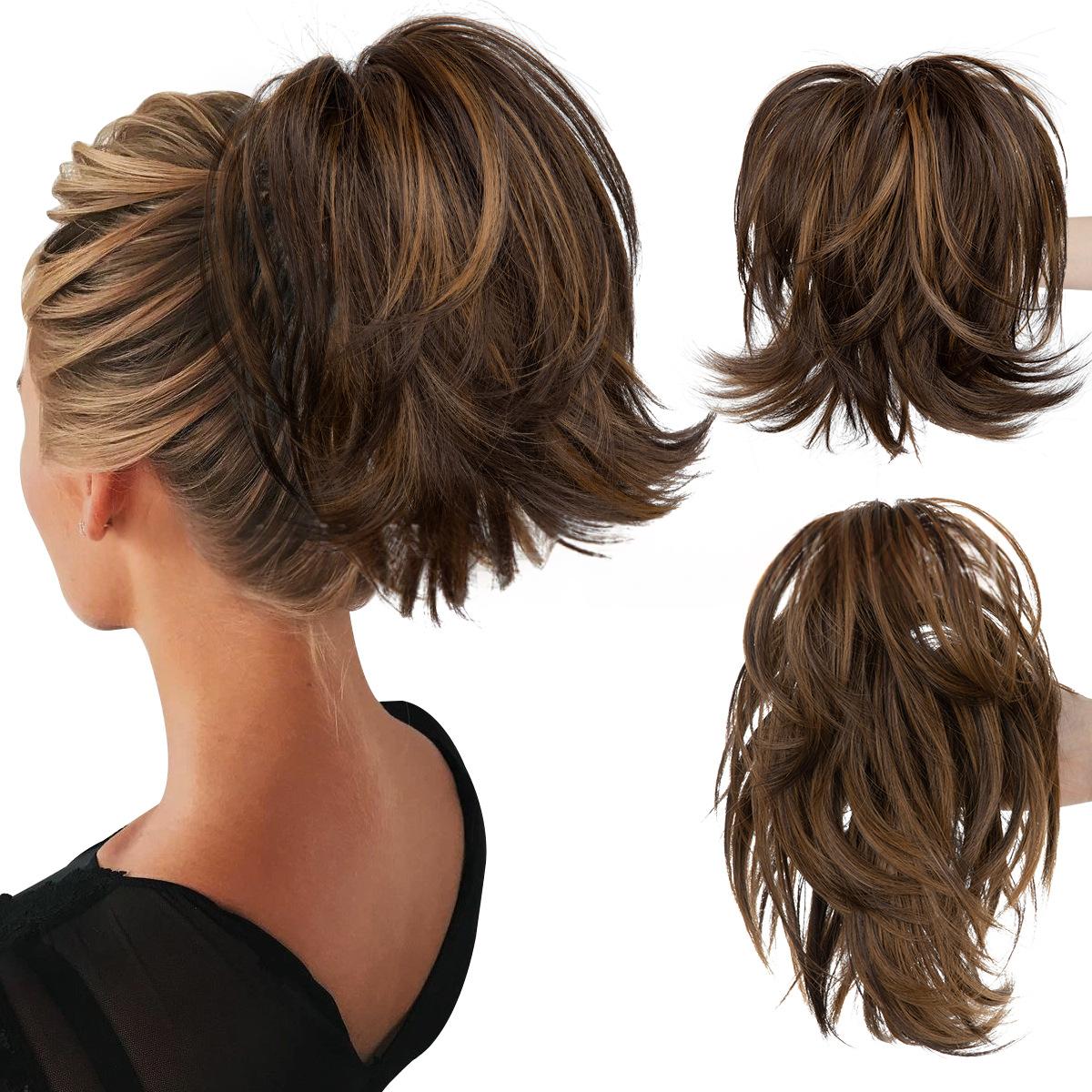 Haute température Synthétique Perruque Cheveux Clip-on Ponytail Femmes Court Style Volumineux Petit C