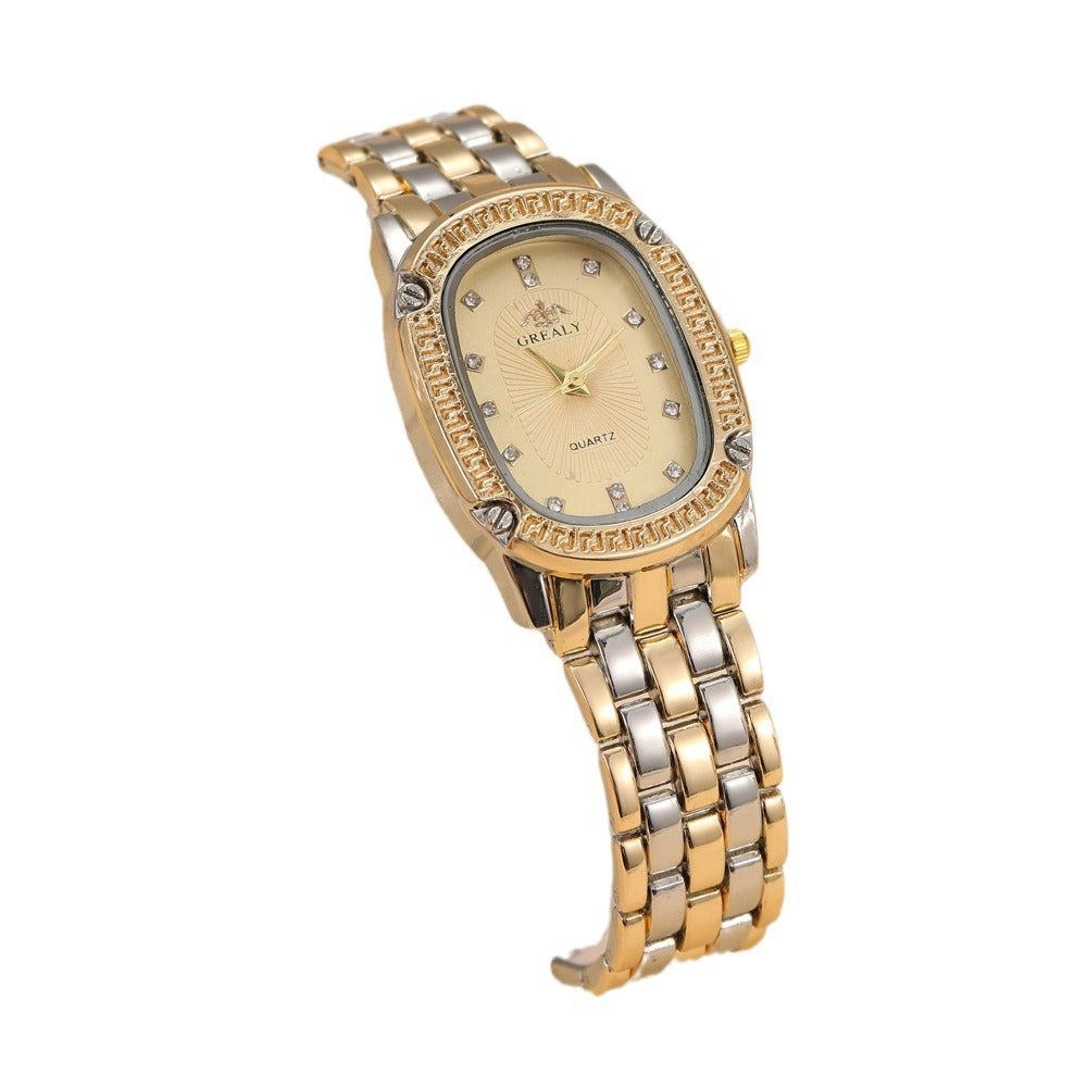 Montre cadran ovale multicolore de luxe Strass