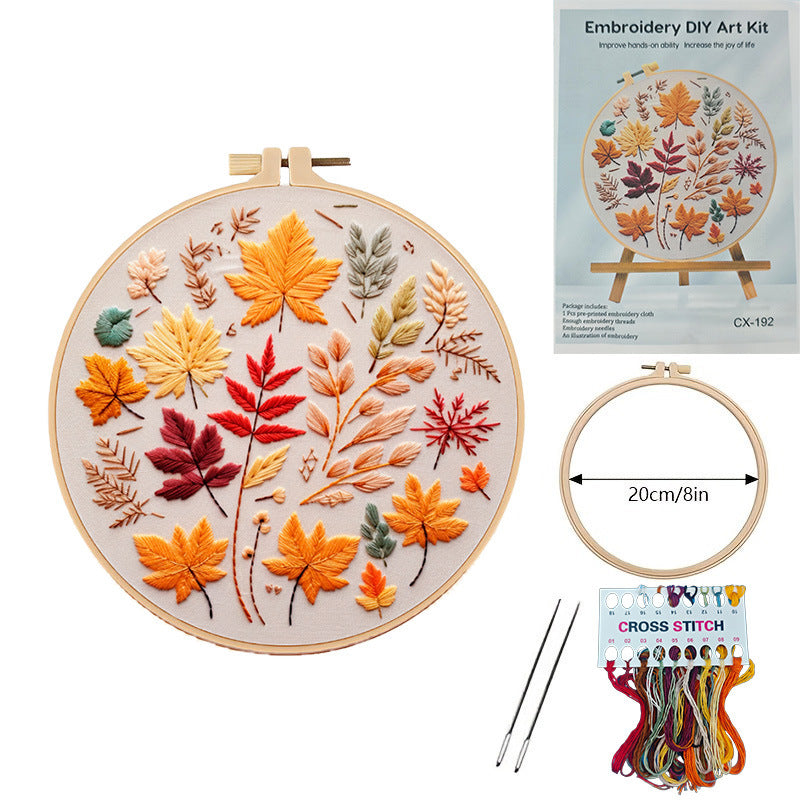 Broderie Diy Matériau Package Argent Lune Papillon Dragonfly Fallen Leaf Pattern