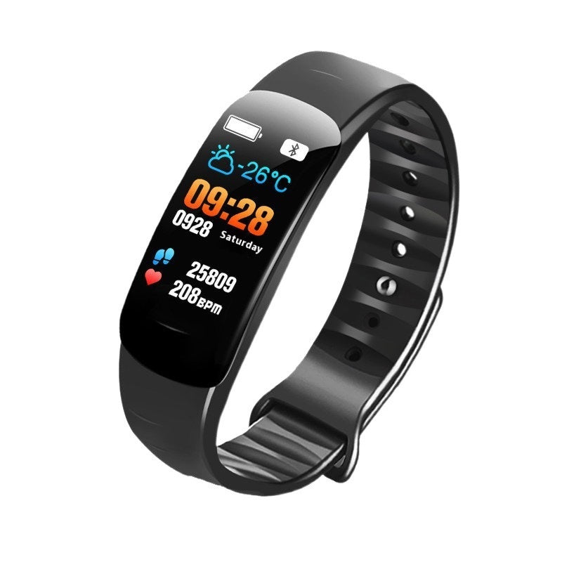 C1 Pression artérielle Fréquence cardiaque Étanche Écran de couleur Bluetooth Pedometer Sports Watch
