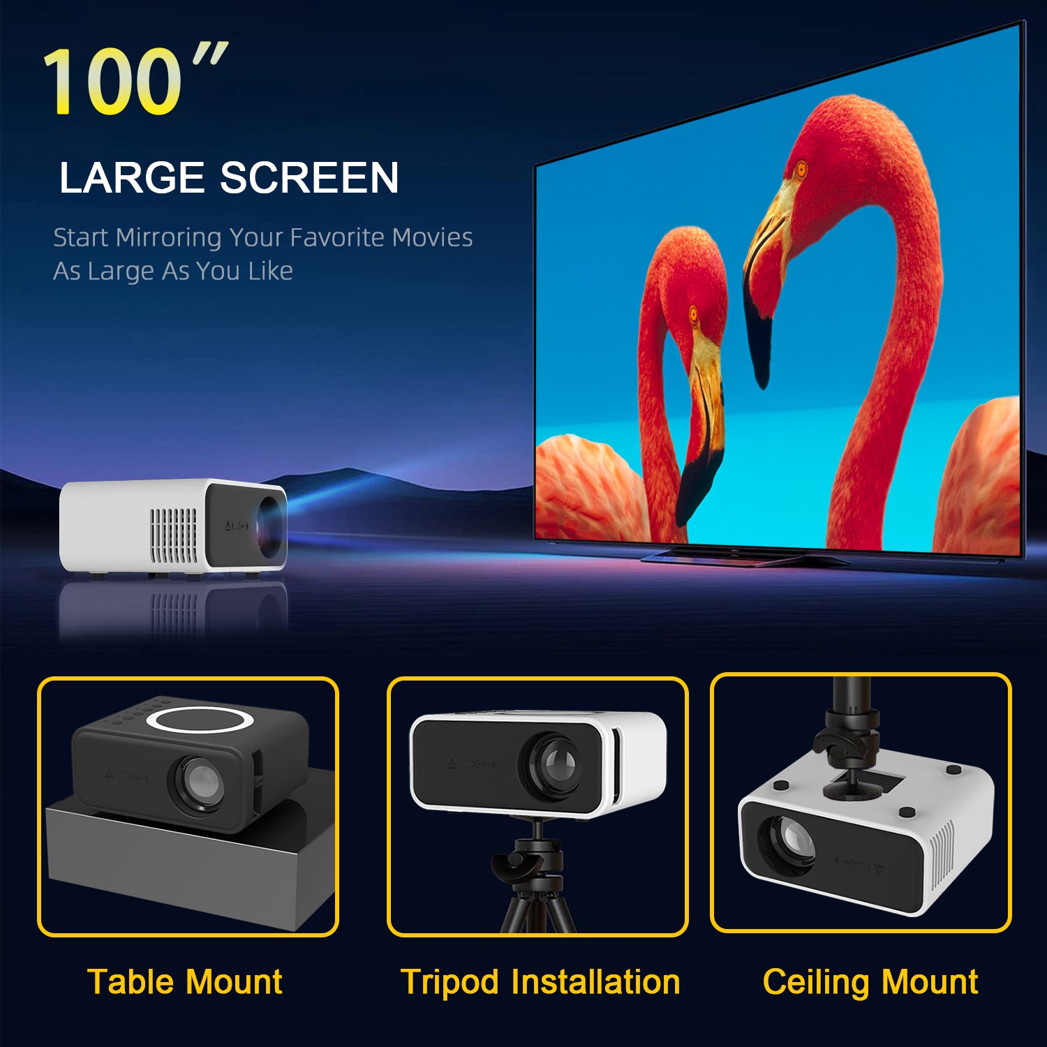 YT300 Mobile Video Projector Support 1080P Home Theater Media Player Wireless Même S
