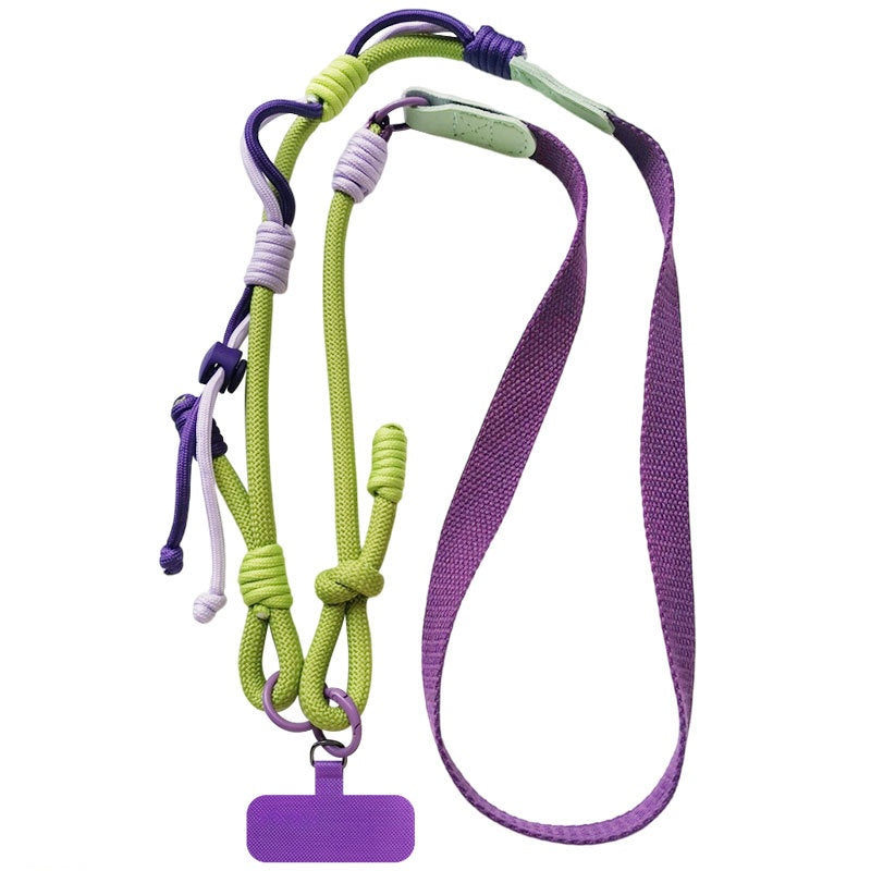 Long Crossbody Color-Block Woven Téléphone Lanyard
