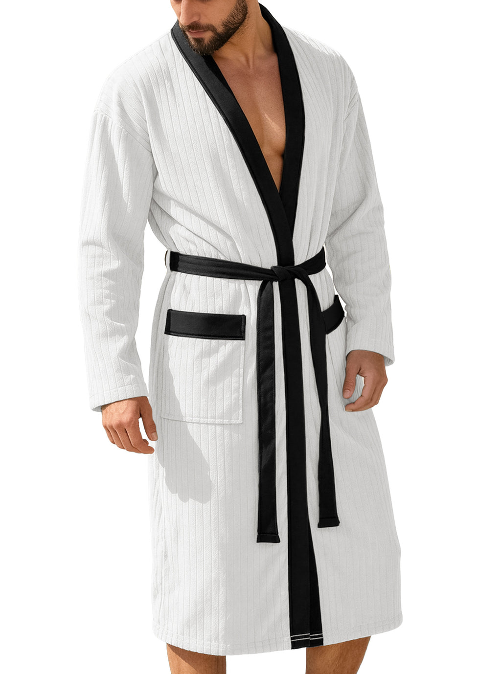 Ceinture longue Jacquard pour homme souple à couleur solide
