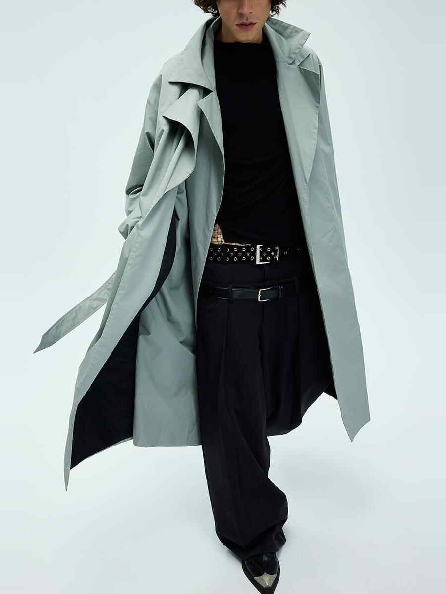 Manteau de mi-longueur souple en couleur solide pour hommes