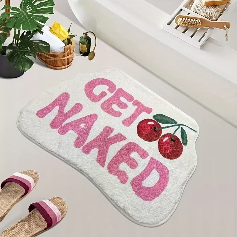 Imitation cartoon Cashmere Rug avec des lettres et des fruits Absorbant tapis de salle de bains