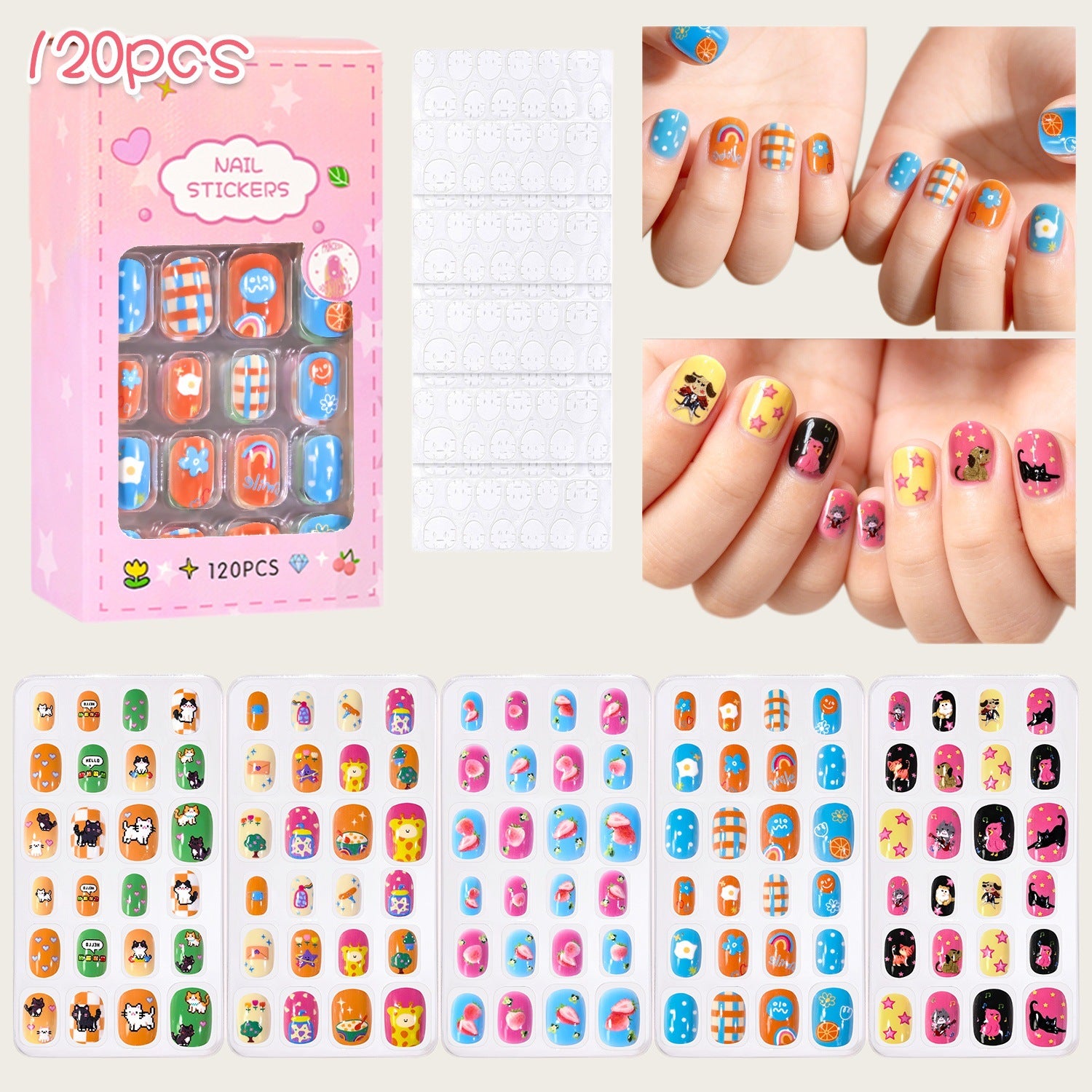 Set d'art à ongles pour enfants de style océan-océan de 120 pièces