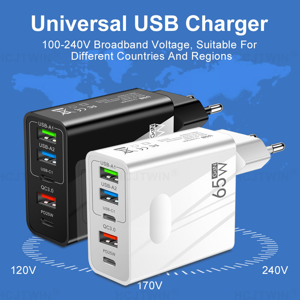 Chargement rapide Chargeur de téléphone mobile Type-c PD Trois USB Multi-port prise de voyage