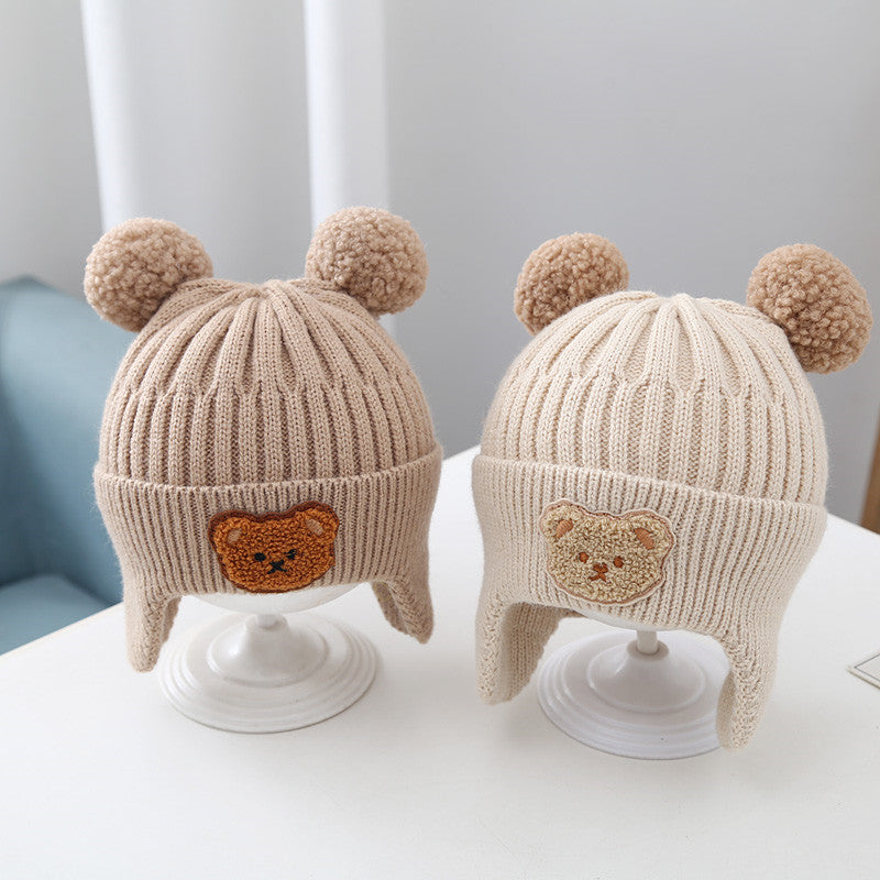 Chapeau de bébé Chaud Arflaps Cap Cute Bear Cap en laine tricotée bébé