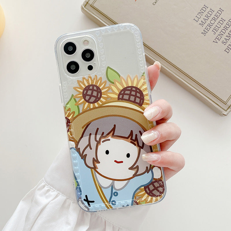 Cute mode Sunflower Transparent Phone Case