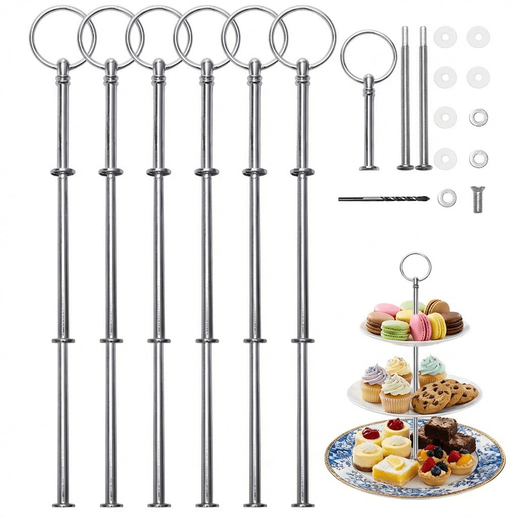 6-Piece Cake Stand et Rod Set pour les gâteaux et les pâtisseries— Décorations partielles