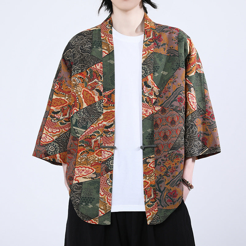 Artistique mode chinois style bouton avant Cardigan veste de protection soleil