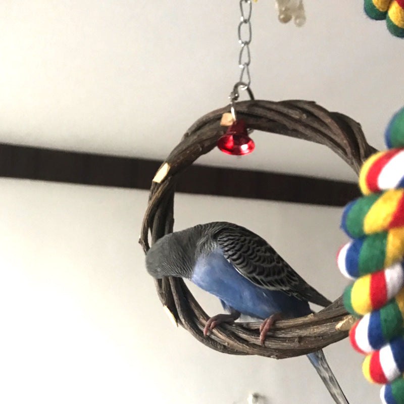 Oiseaux Cadre debout Ring Rattan Toy Chewing Cage d'oiseau