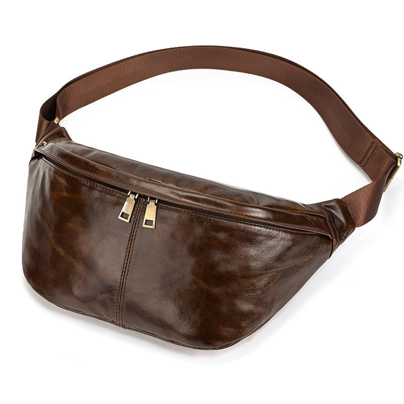 Épaule véritable en cuirCrossbody Bag Hommes grande capacité poitrine sac