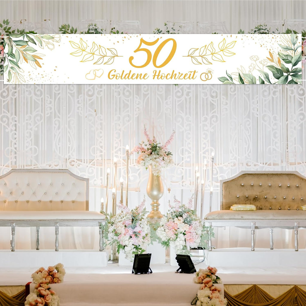 Bannière de mariage dorée