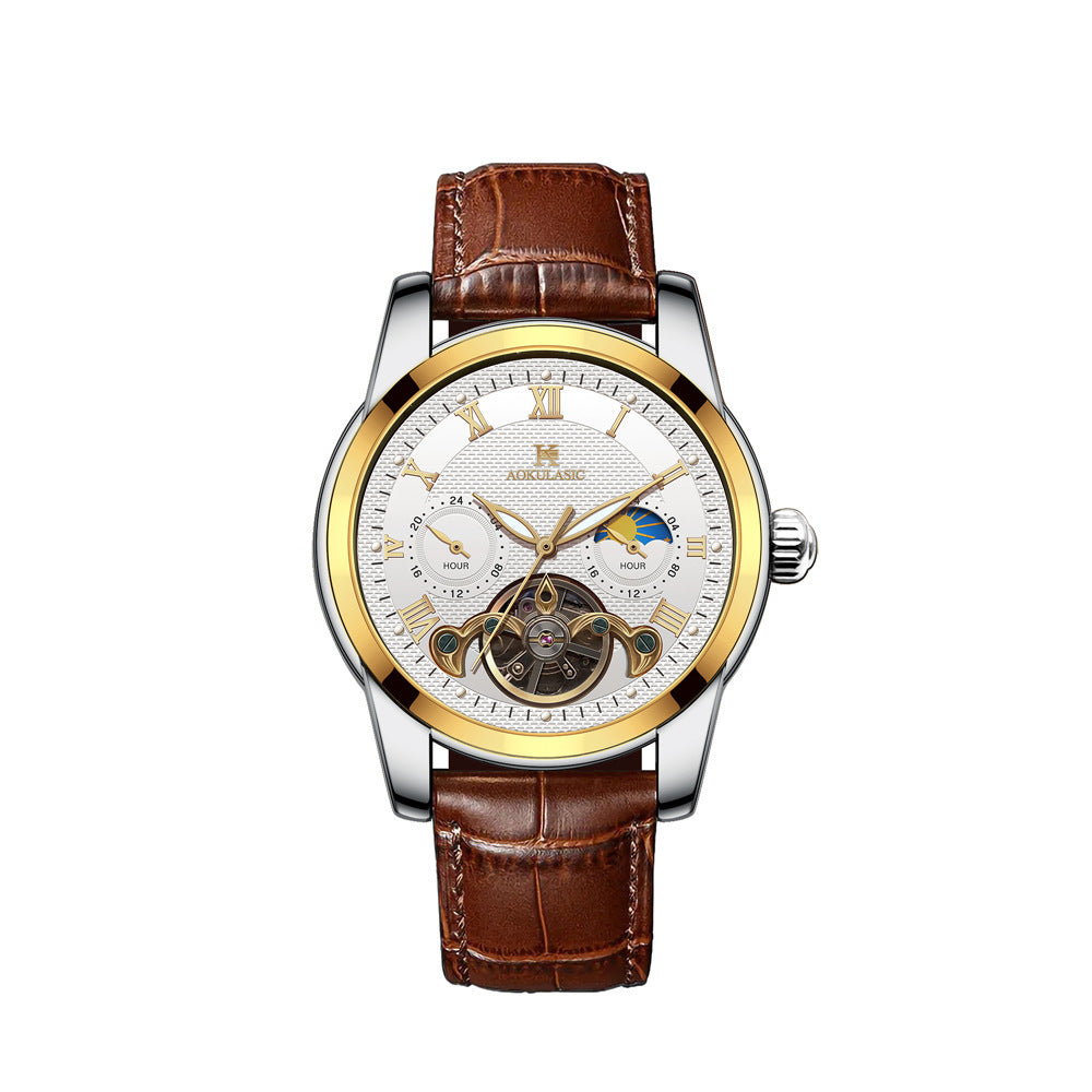 Homme Mode Lumineux Hollow-Out Casual Montre mécanique semi-automatique