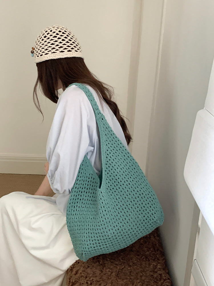 Sac à mailles creux de style Instagram tricoté Woven Purse