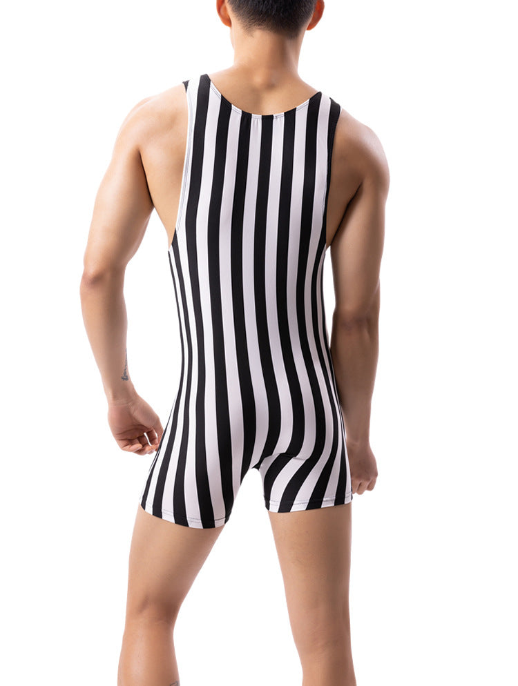 Pyjama de sport à rayures verticales en une seule pièce pour hommes