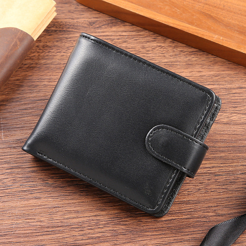 Portefeuille horizontal en cuir PU pour hommes Grande capacité Fentes de cartes multiples avec Zipper Coin Poc